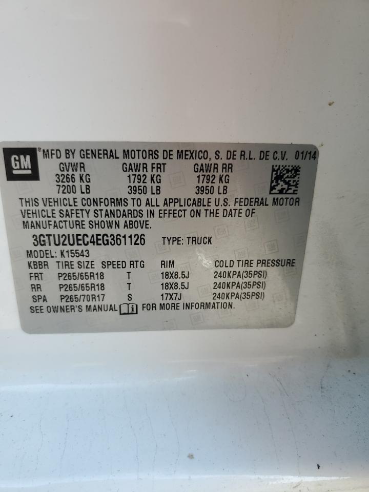 2014 GMC Sierra K1500 Sle VIN: 3GTU2UEC4EG361126 Lot: 81144525