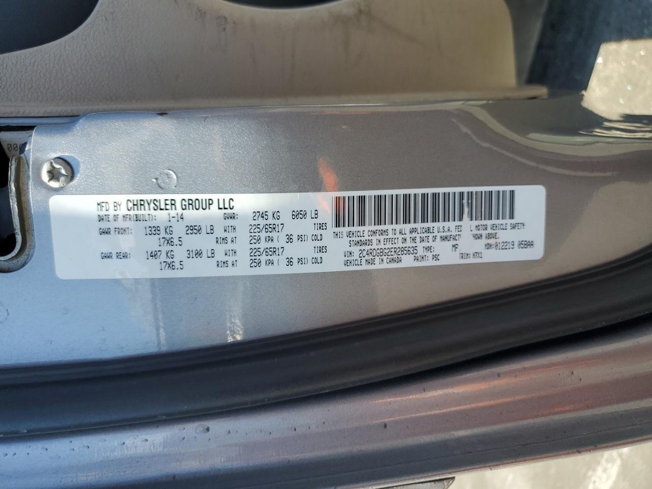 2014 Dodge Grand Caravan Se VIN: 2C4RDGBG2ER285635 Lot: 70980445