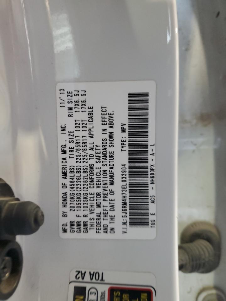 2014 Honda Cr-V Exl VIN: 5J6RM4H73EL033904 Lot: 80718675