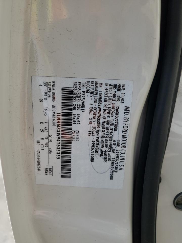 2004 Lincoln Town Car Ultimate VIN: 1LNHM83W94Y635355 Lot: 80095135