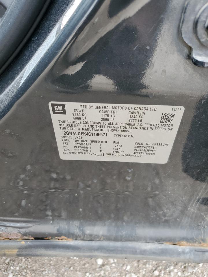 2012 Chevrolet Equinox Lt VIN: 2GNALDEK4C1196571 Lot: 71877495