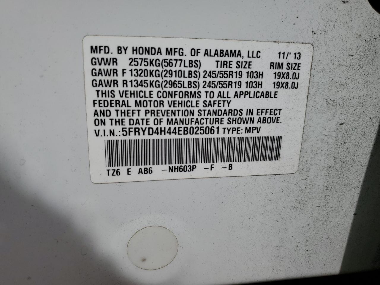 2014 Acura Mdx Technology VIN: 5FRYD4H44EB025061 Lot: 81344275