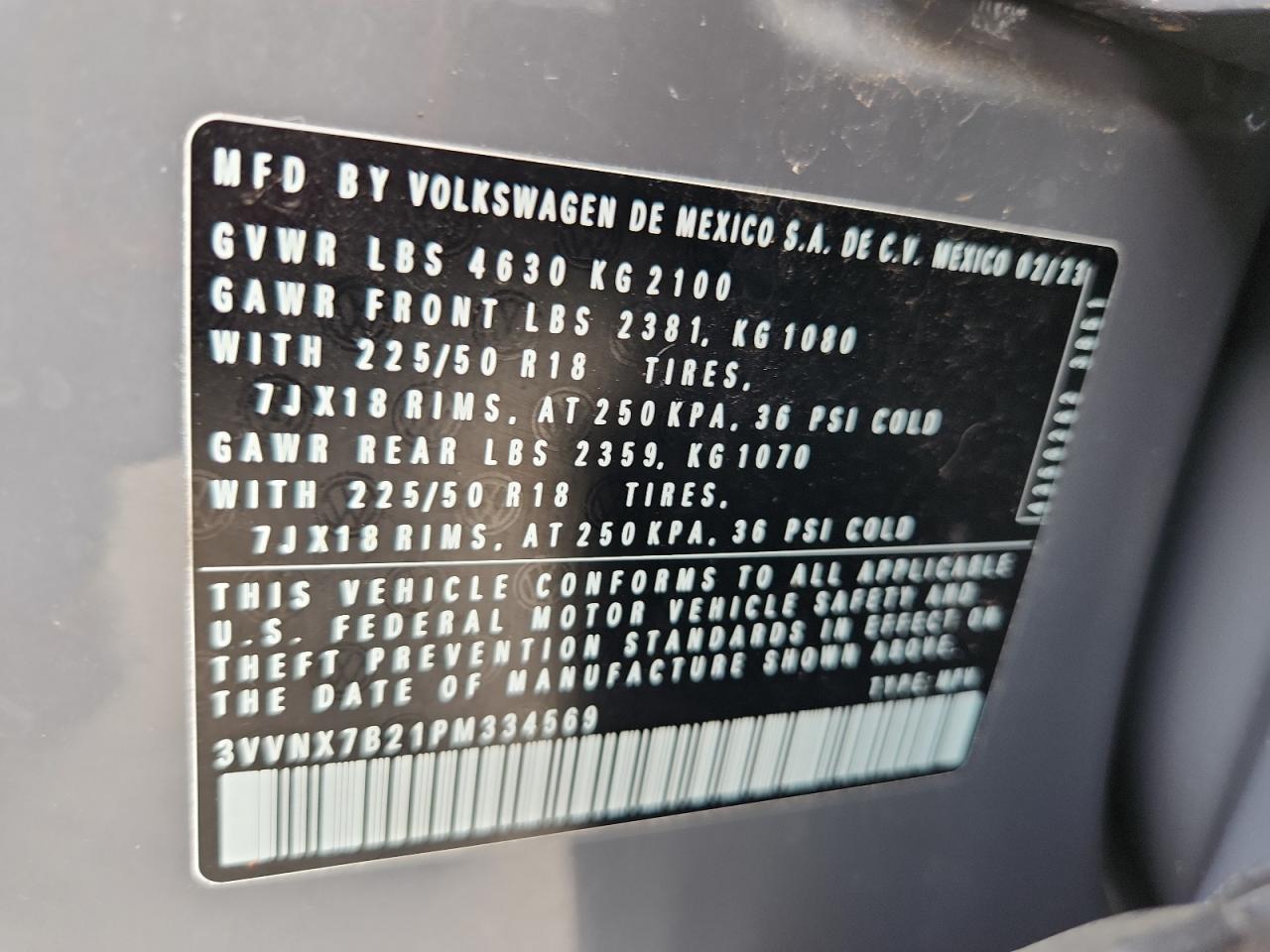 2023 Volkswagen Taos Se VIN: 3VVNX7B21PM334569 Lot: 80507755