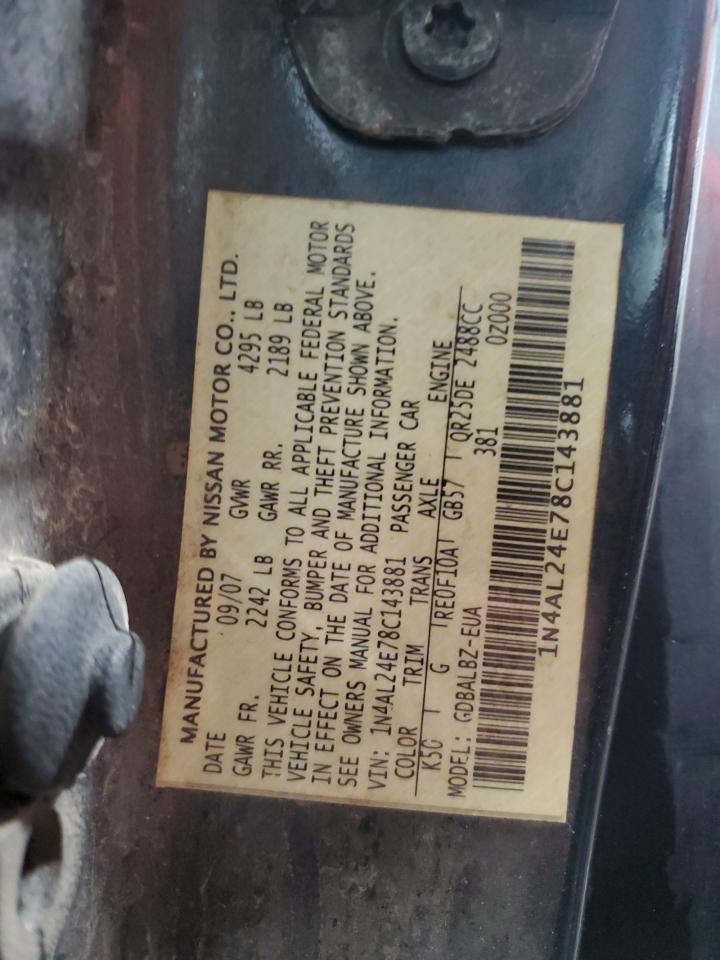 2008 Nissan Altima 2.5S VIN: 1N4AL24E78C143881 Lot: 80323395