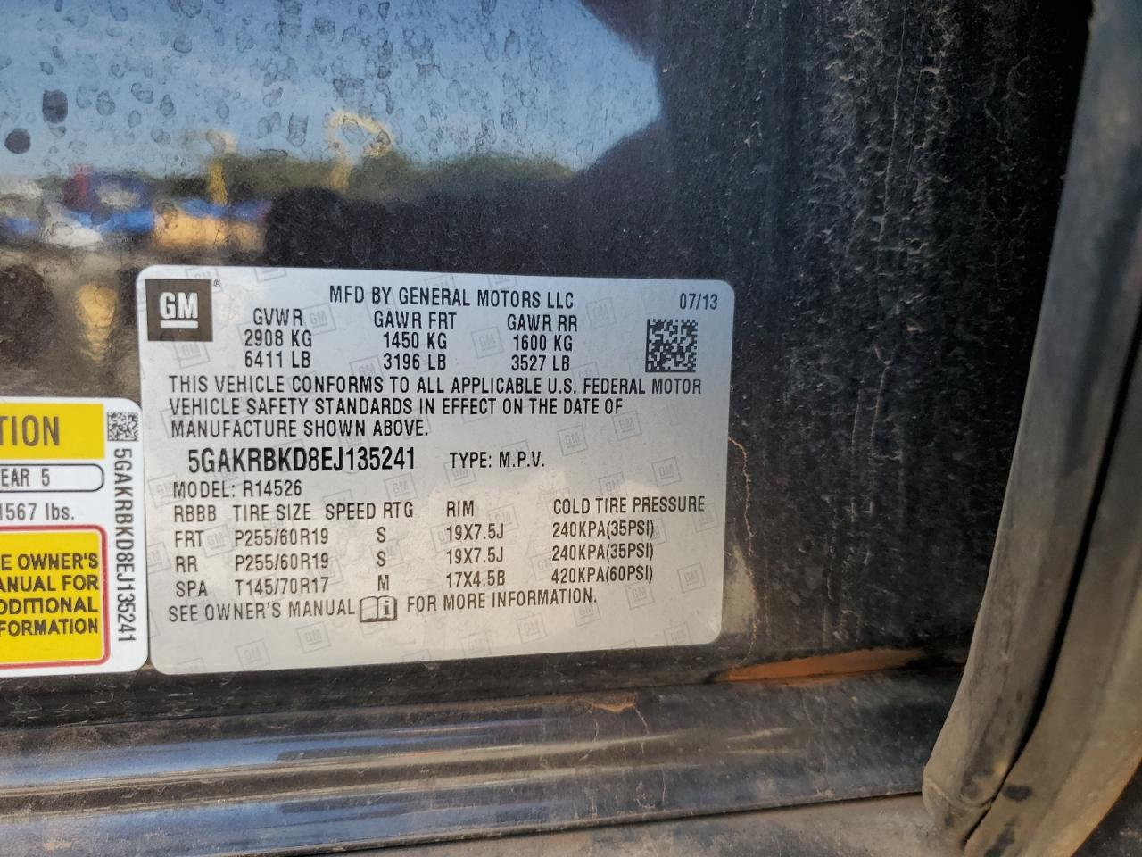 2014 Buick Enclave VIN: 5GAKRBKD8EJ135241 Lot: 71818695