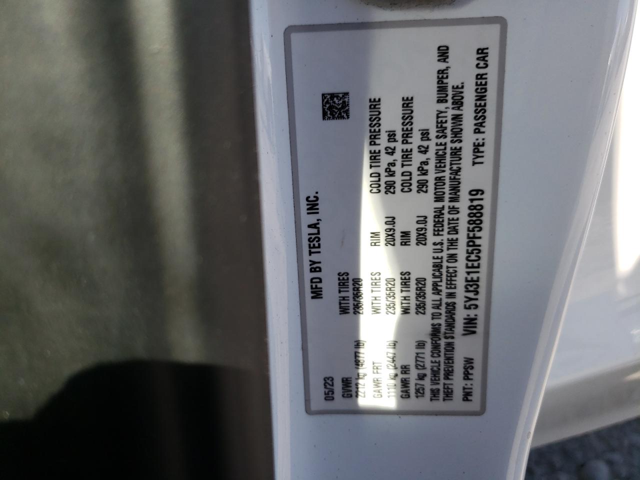 2023 Tesla Model 3 VIN: 5YJ3E1EC5PF588819 Lot: 81718925