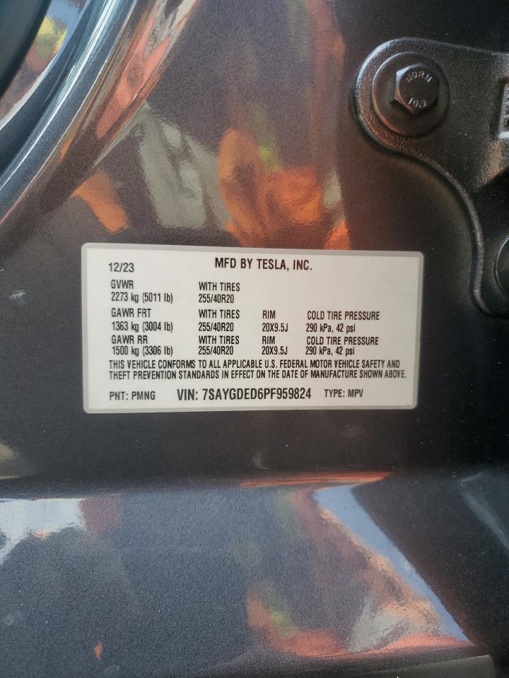 2023 Tesla Model Y VIN: 7SAYGDED6PF959824 Lot: 84455345