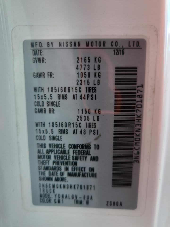 2017 Nissan Nv200 2.5S VIN: 3N6CM0KN3HK701871 Lot: 70814375