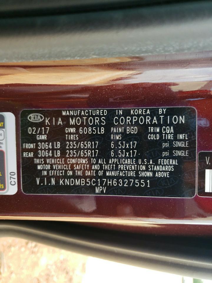 2017 Kia Sedona Lx VIN: KNDMB5C17H6327551 Lot: 81436665