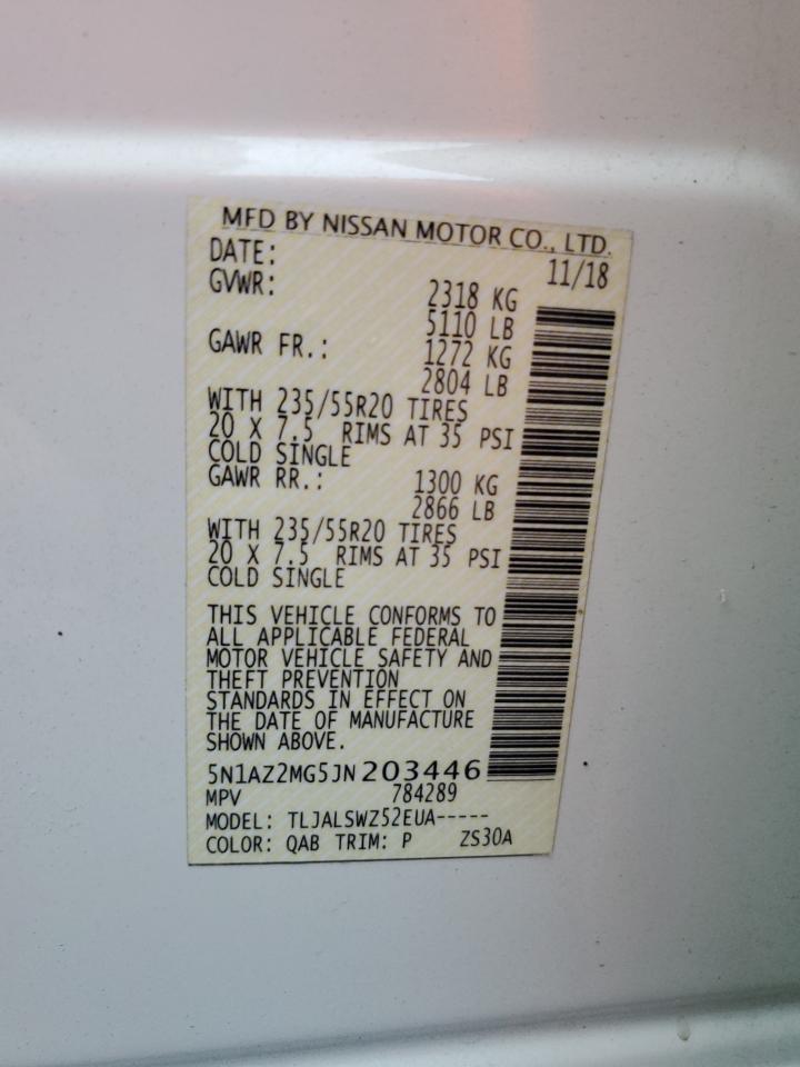 2018 Nissan Murano S VIN: 5N1AZ2MG5JN203446 Lot: 84018235