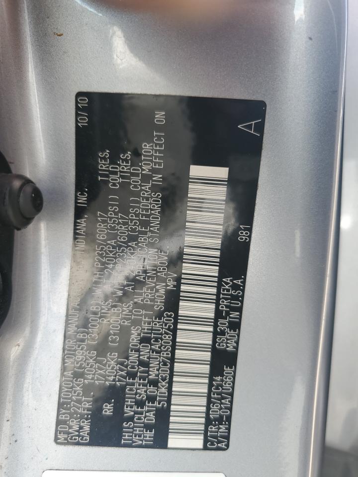 2011 Toyota Sienna Le VIN: 5TDKK3DC7BS087503 Lot: 81523515