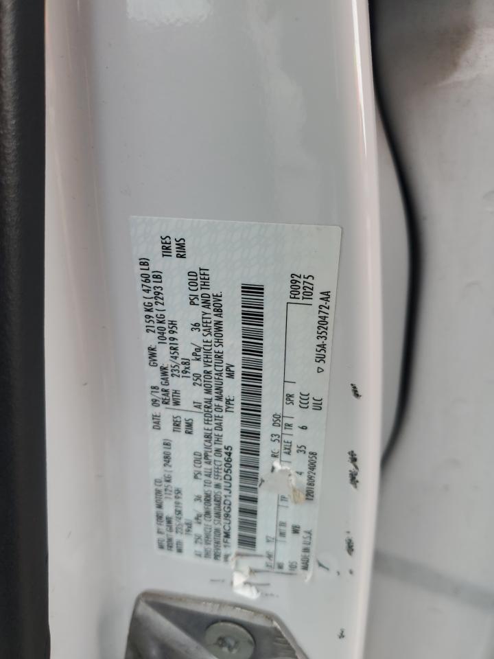 2018 Ford Escape Se VIN: 1FMCU9GD1JUD50645 Lot: 81245575