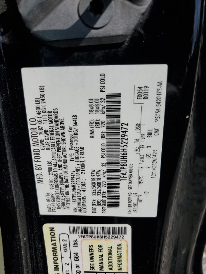 2017 Ford Mustang VIN: 1FATP8UH6H5229472 Lot: 80624525