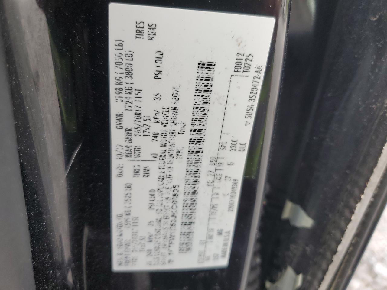 2018 Ford F150 Supercrew VIN: 1FTFW1E53JKC88895 Lot: 70997325