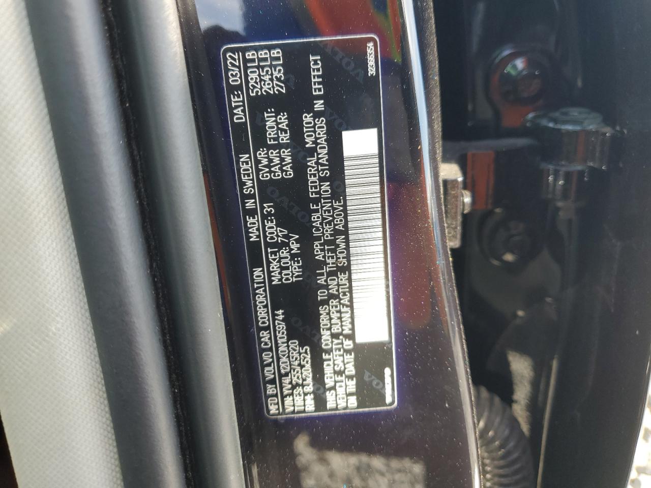 2022 Volvo Xc60 B5 Momentum VIN: YV4L12DK0N1059744 Lot: 80453305