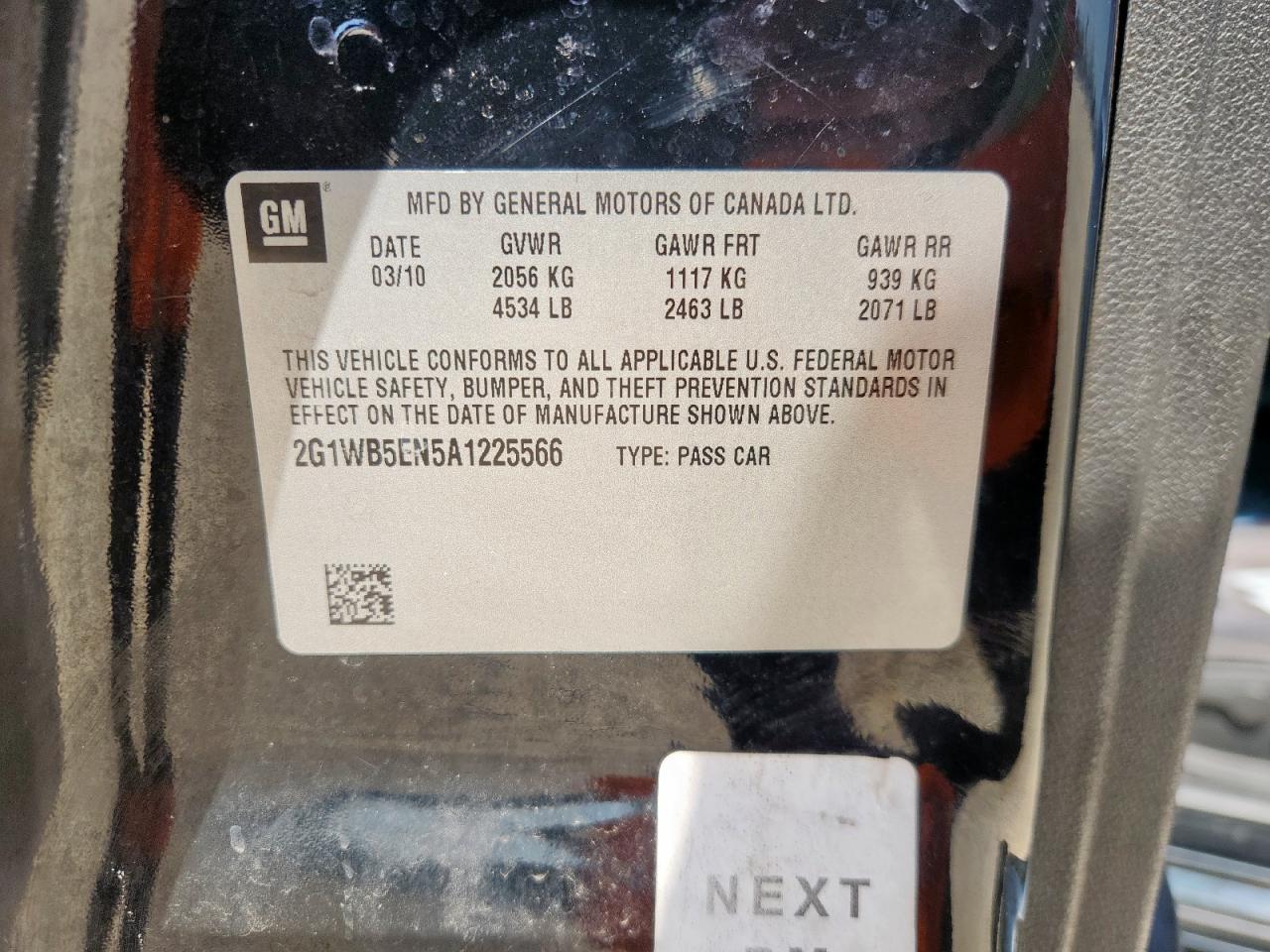 2010 Chevrolet Impala Lt VIN: 2G1WB5EN5A1225566 Lot: 80275495