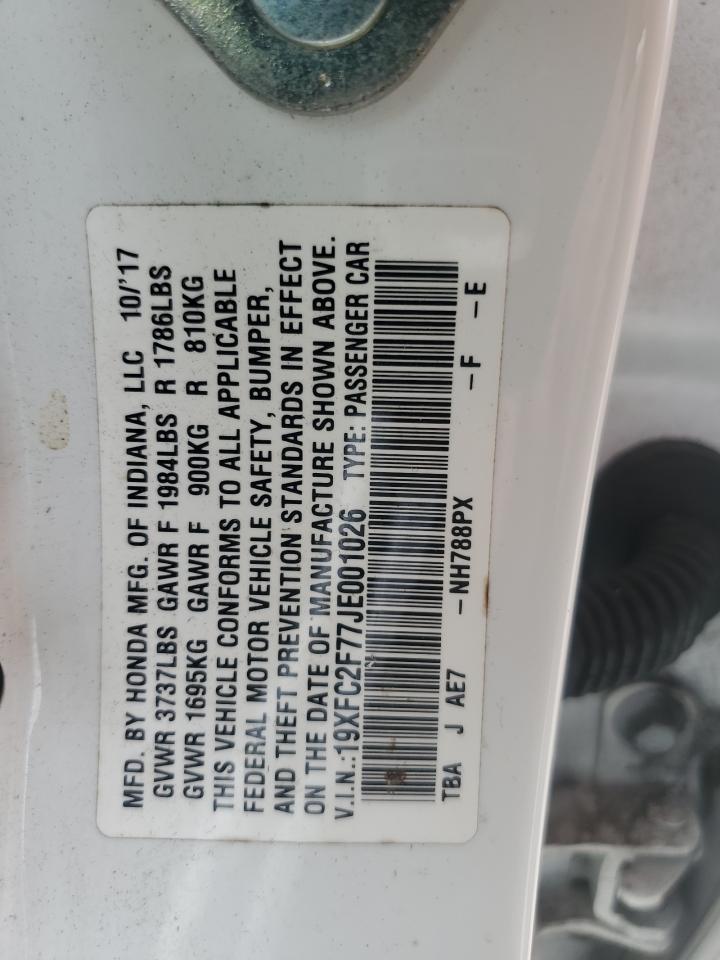 2018 Honda Civic Ex VIN: 19XFC2F77JE001026 Lot: 82081585