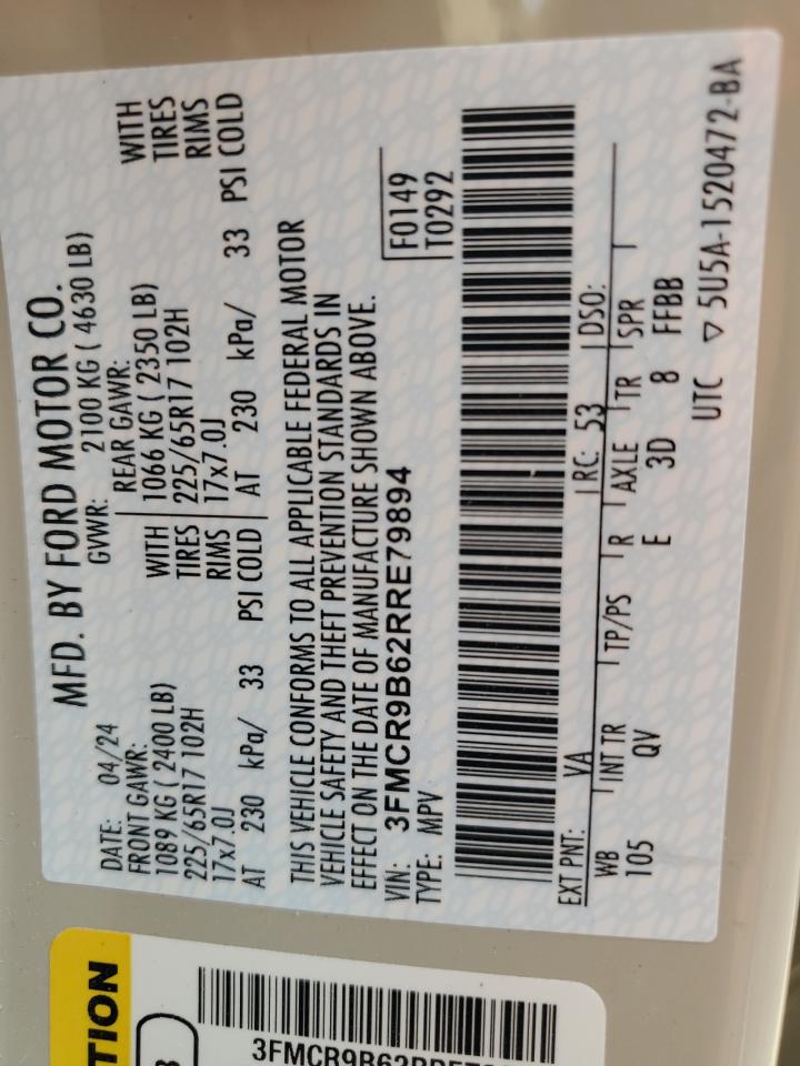 2024 Ford Bronco Sport Big Bend VIN: 3FMCR9B62RRE79894 Lot: 80680945