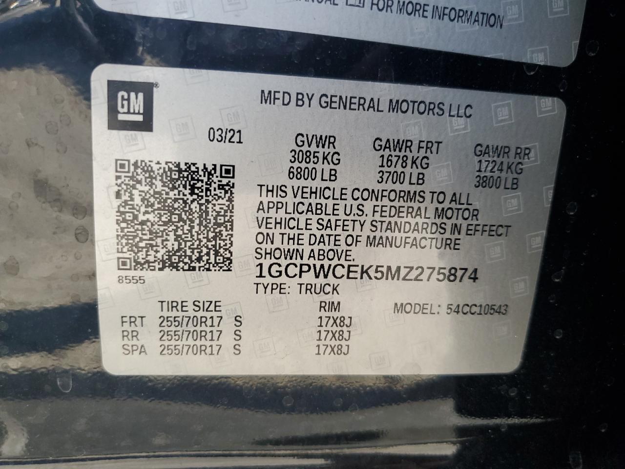 2021 Chevrolet Silverado C1500 Lt VIN: 1GCPWCEK5MZ275874 Lot: 71543515