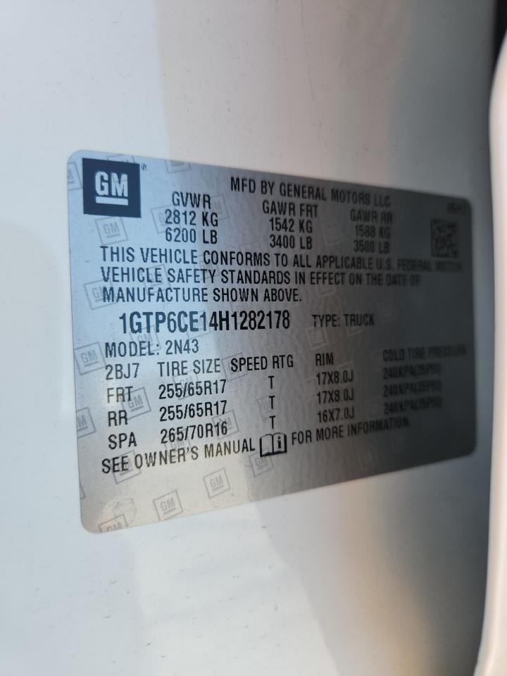 2017 GMC Canyon Sle VIN: 1GTP6CE14H1282178 Lot: 84011985