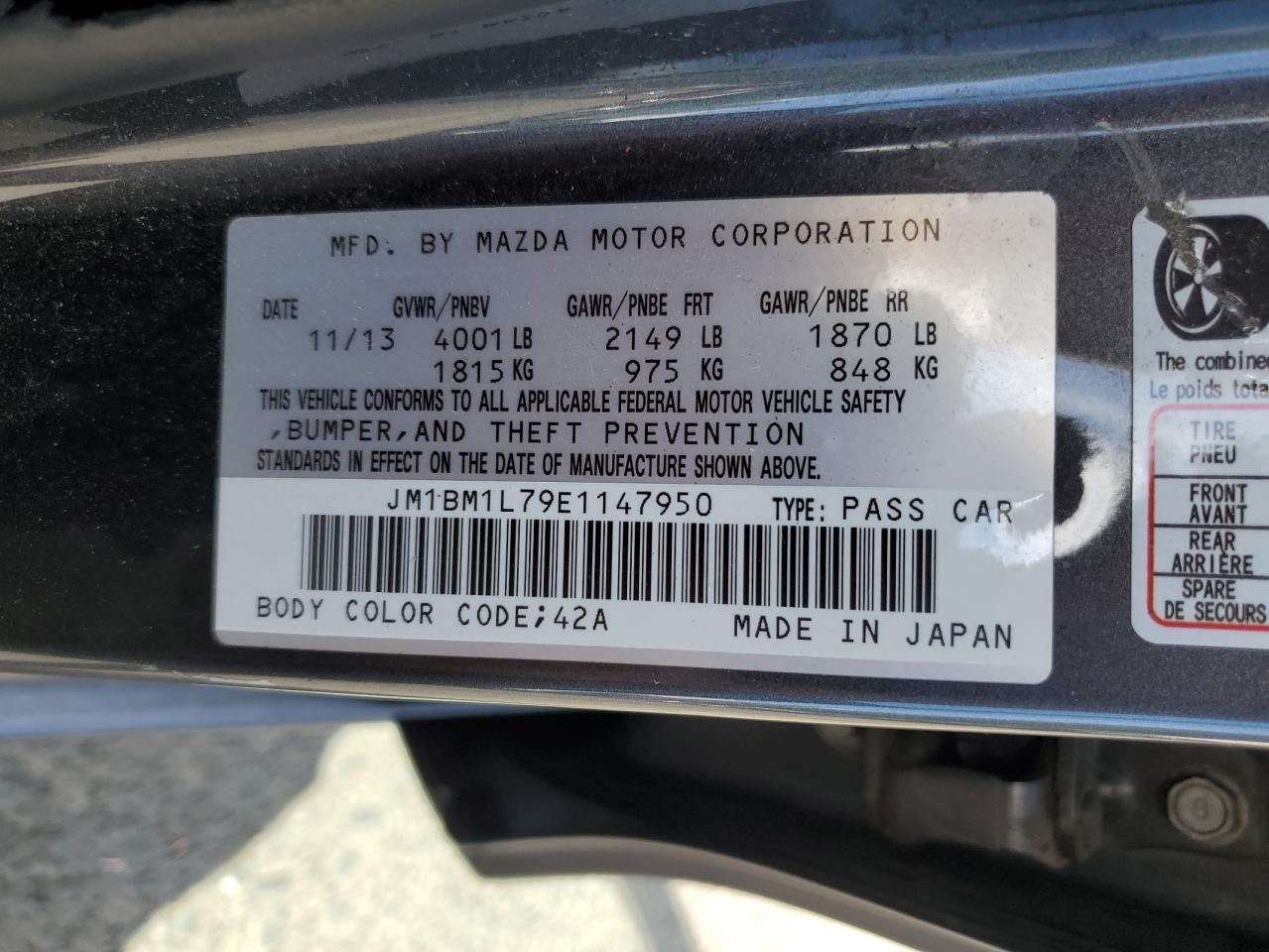 2014 Mazda 3 Touring VIN: JM1BM1L79E1147950 Lot: 80075815