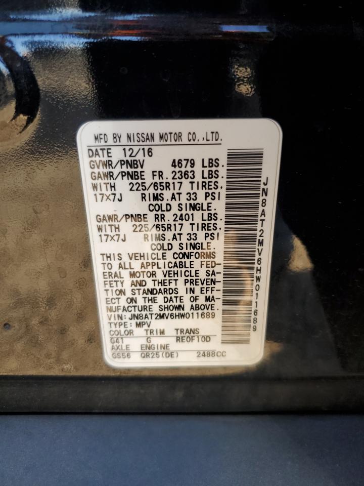 2017 Nissan Rogue S VIN: JN8AT2MV6HW011689 Lot: 81802125