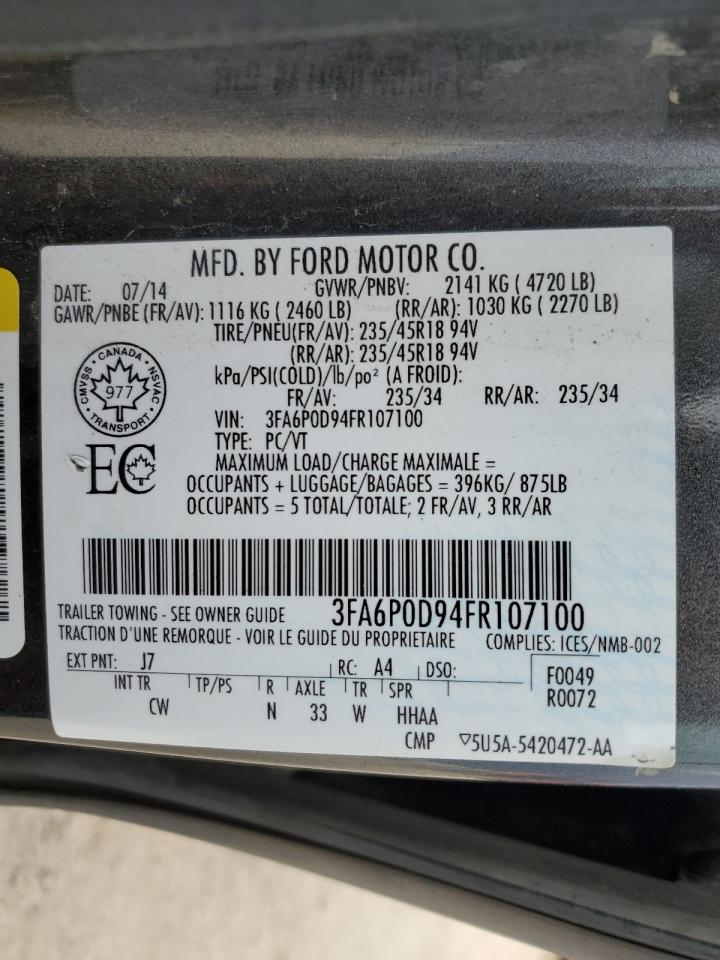 2015 Ford Fusion Titanium VIN: 3FA6P0D94FR107100 Lot: 82144555