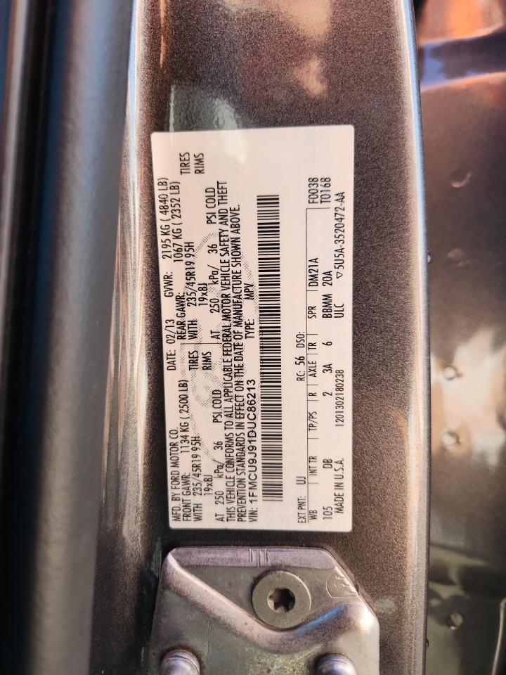 2013 Ford Escape Titanium VIN: 1FMCU9J91DUC86213 Lot: 81859335