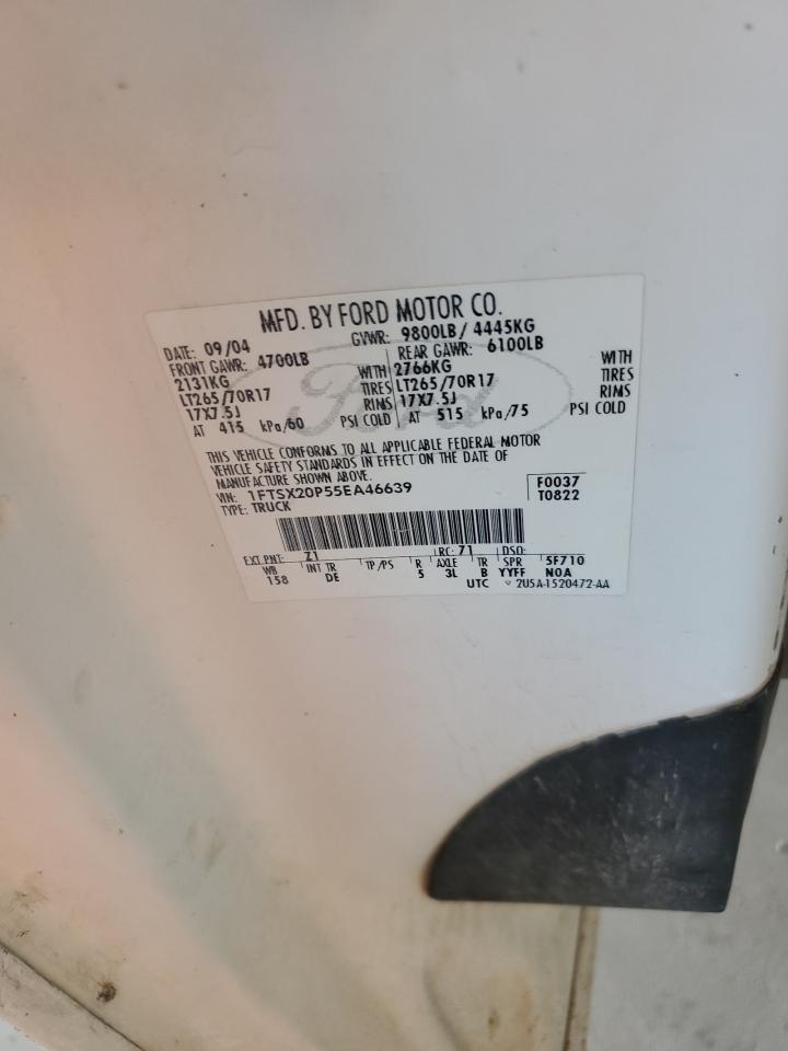 2005 Ford F250 Super Duty VIN: 1FTSX20P55EA46639 Lot: 81931325