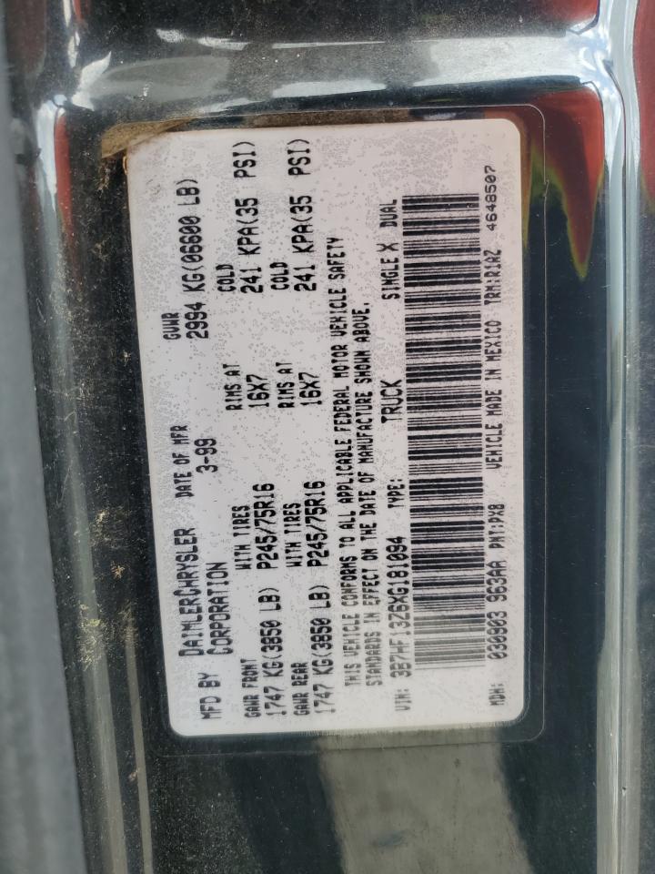 1999 Dodge Ram 1500 VIN: 3B7HF13Z6XG181094 Lot: 82077665