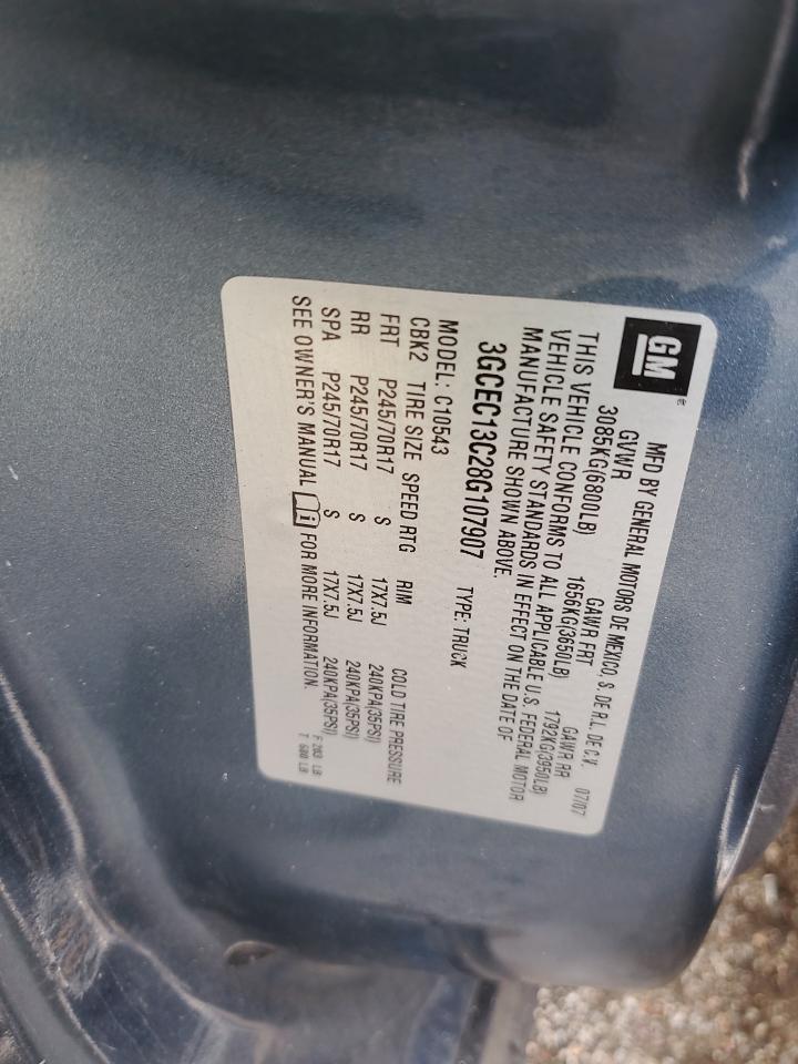 2008 Chevrolet Silverado C1500 VIN: 3GCEC13C28G107907 Lot: 70383025