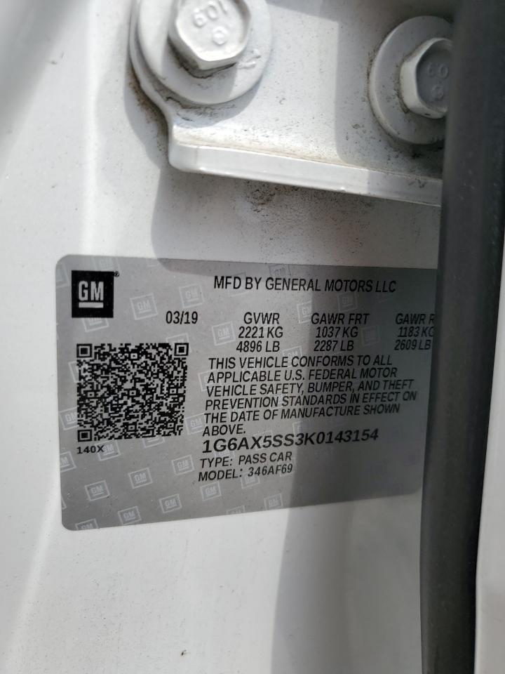 2019 Cadillac Cts Luxury VIN: 1G6AX5SS3K0143154 Lot: 80994325