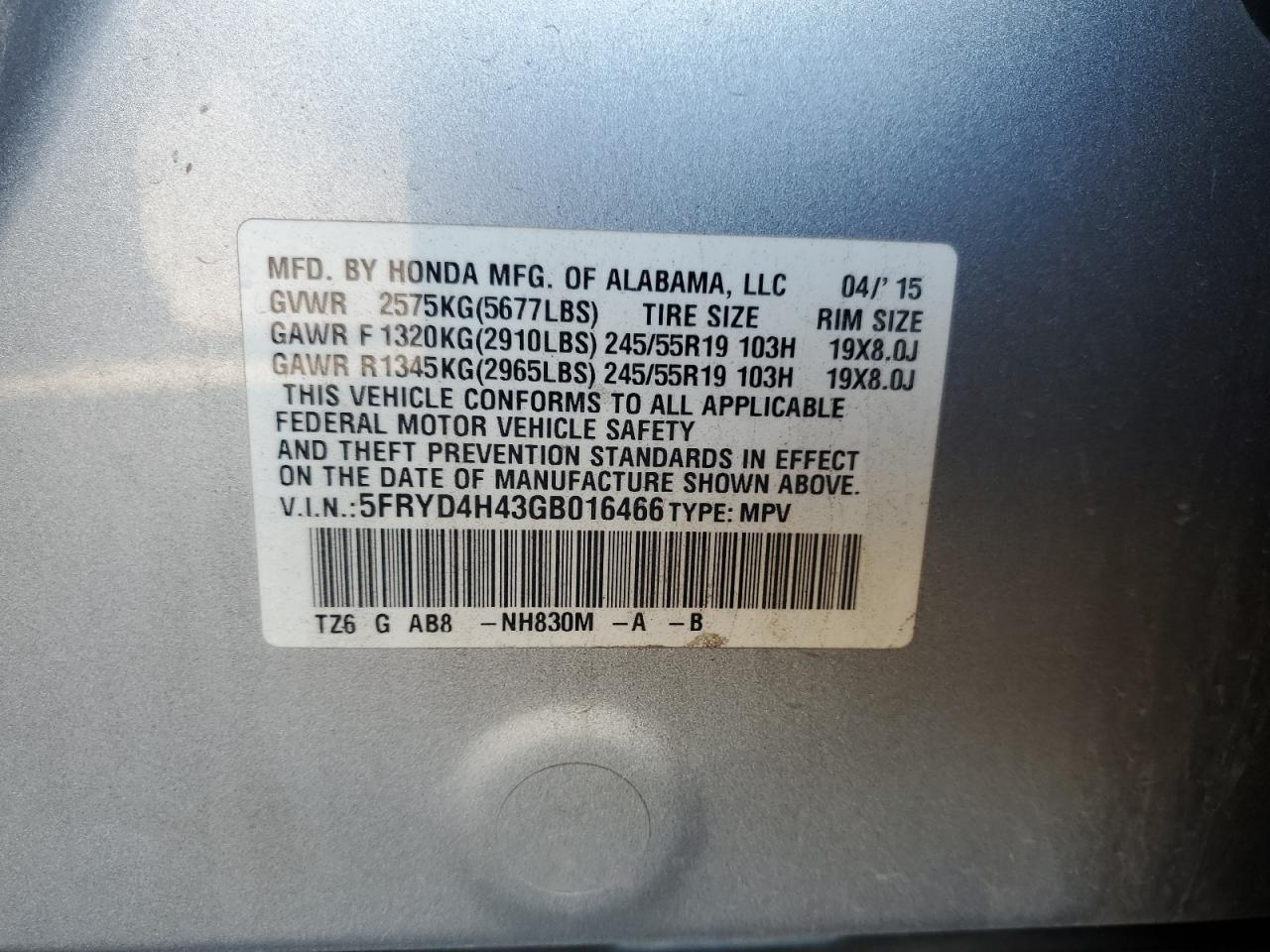 2016 Acura Mdx Technology VIN: 5FRYD4H43GB016466 Lot: 83762375