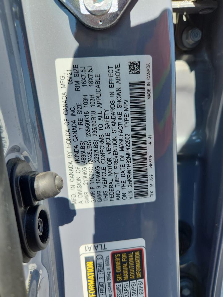2021 Honda Cr-V Exl VIN: 2HKRW1H82MH422902 Lot: 80935105