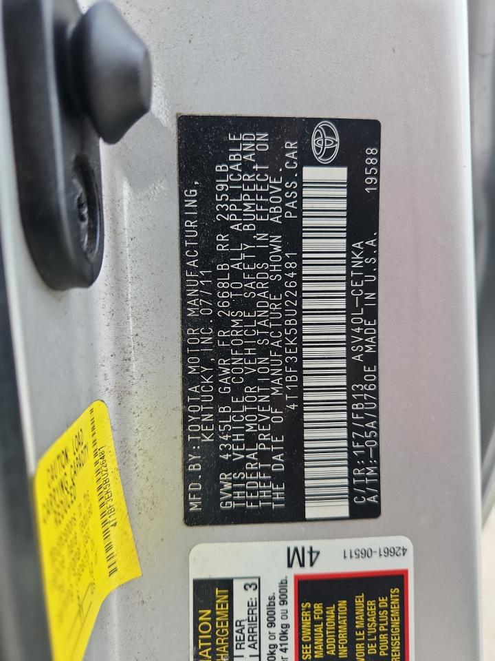 2011 Toyota Camry Base VIN: 4T1BF3EK5BU226481 Lot: 81886175