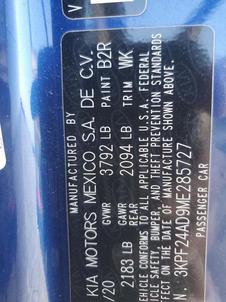 2021 Kia Forte Fe VIN: 3KPF24AD9ME285727 Lot: 80581635