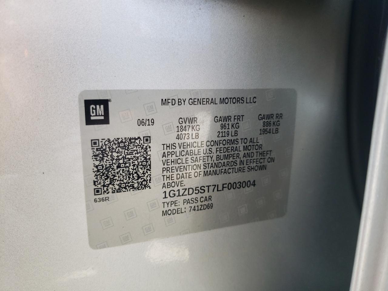 2020 Chevrolet Malibu Lt VIN: 1G1ZD5ST7LF003004 Lot: 82116755