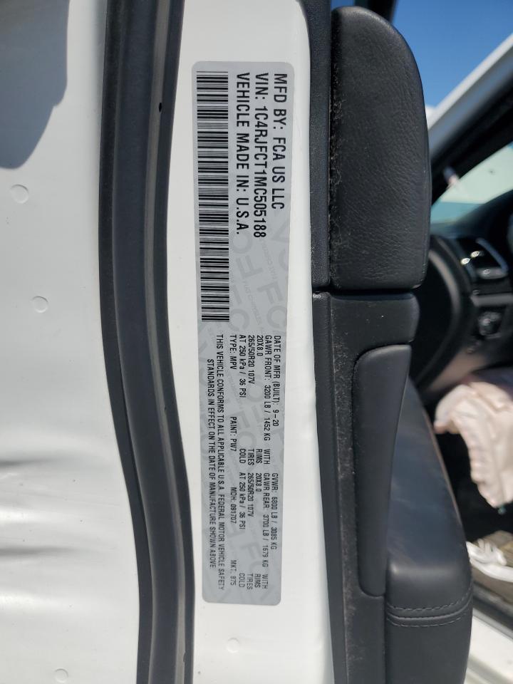 2021 Jeep Grand Cherokee Overland VIN: 1C4RJFCT1MC505188 Lot: 71171465