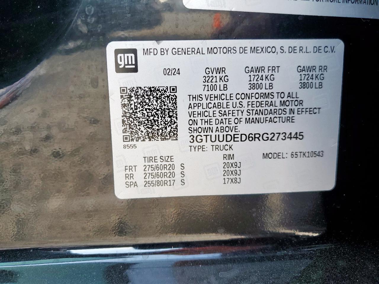2024 GMC Sierra K1500 Slt VIN: 3GTUUDED6RG273445 Lot: 84245455