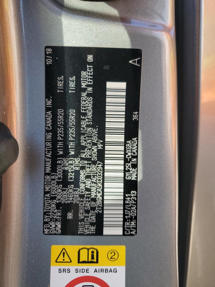 2019 Lexus Rx 450H Base VIN: 2T2BGMCA5KC032947 Lot: 71678715