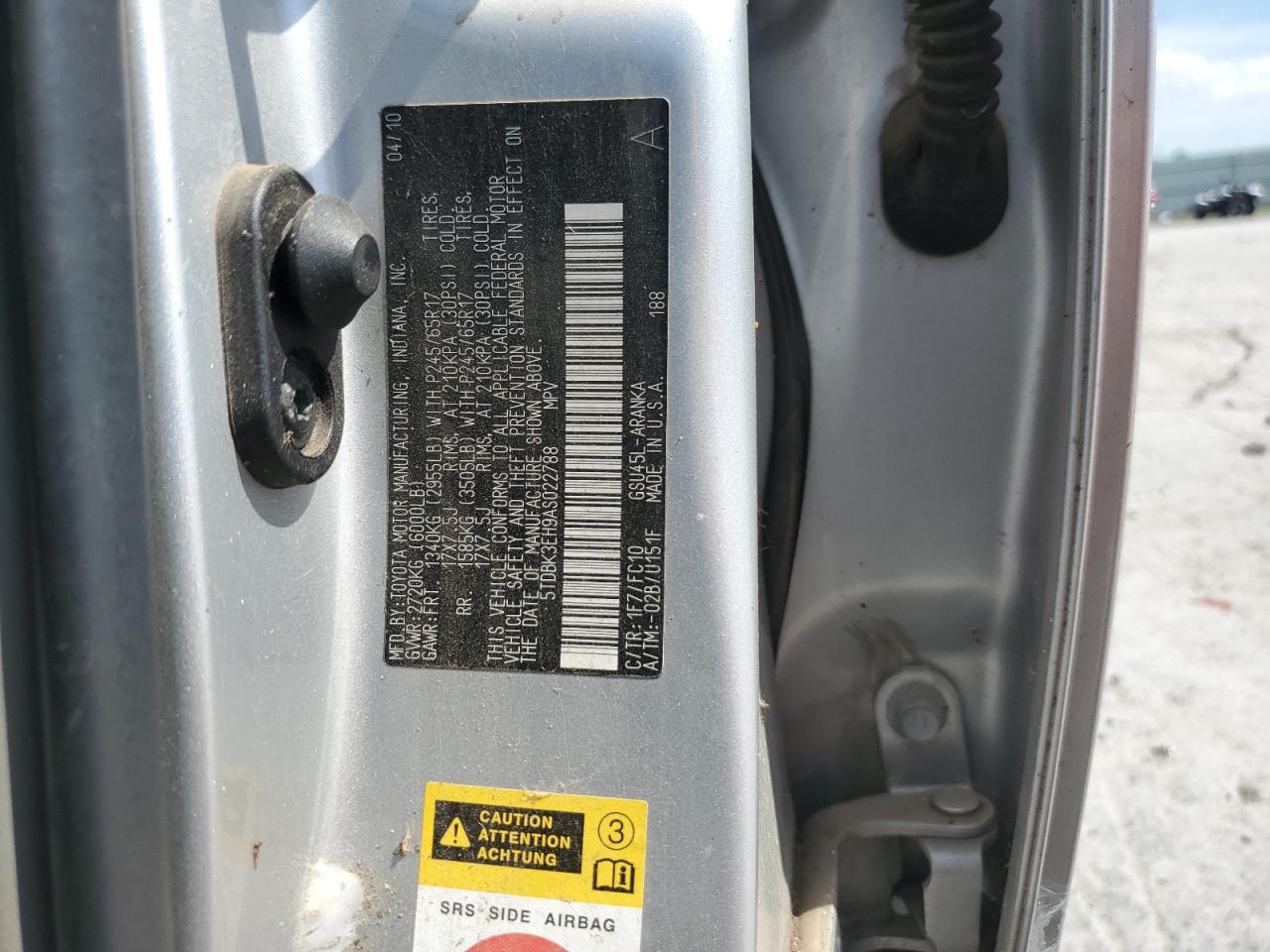 2010 Toyota Highlander VIN: 5TDBK3EH9AS022788 Lot: 81923365