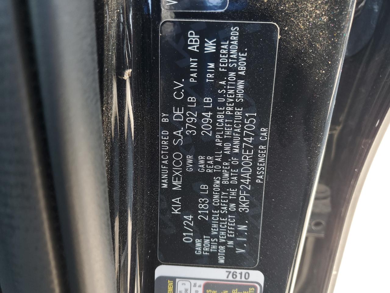 2024 Kia Forte Lx VIN: 3KPF24AD0RE747051 Lot: 81142875