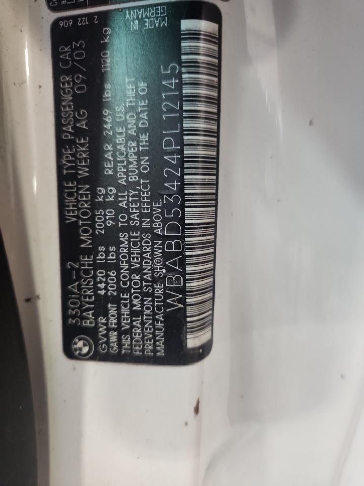 2004 BMW 330 Ci VIN: WBABD53424PL12145 Lot: 80351805