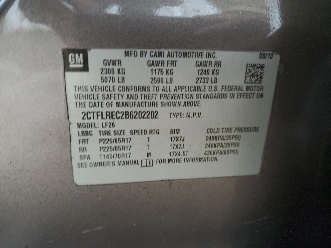 2011 GMC Terrain Sle VIN: 2CTFLREC2B6202202 Lot: 83785925