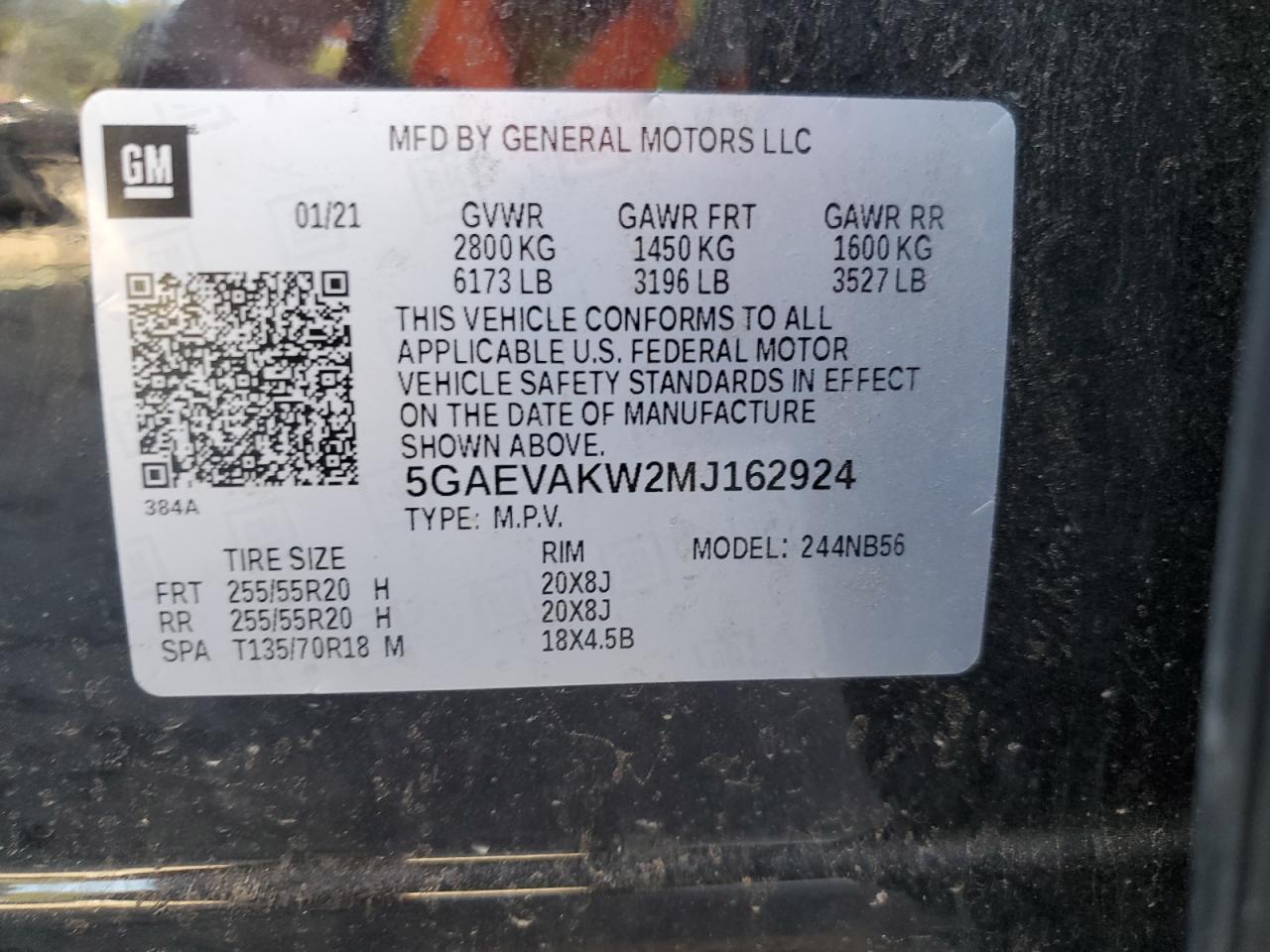 2021 Buick Enclave Essence VIN: 5GAEVAKW2MJ162924 Lot: 80960705