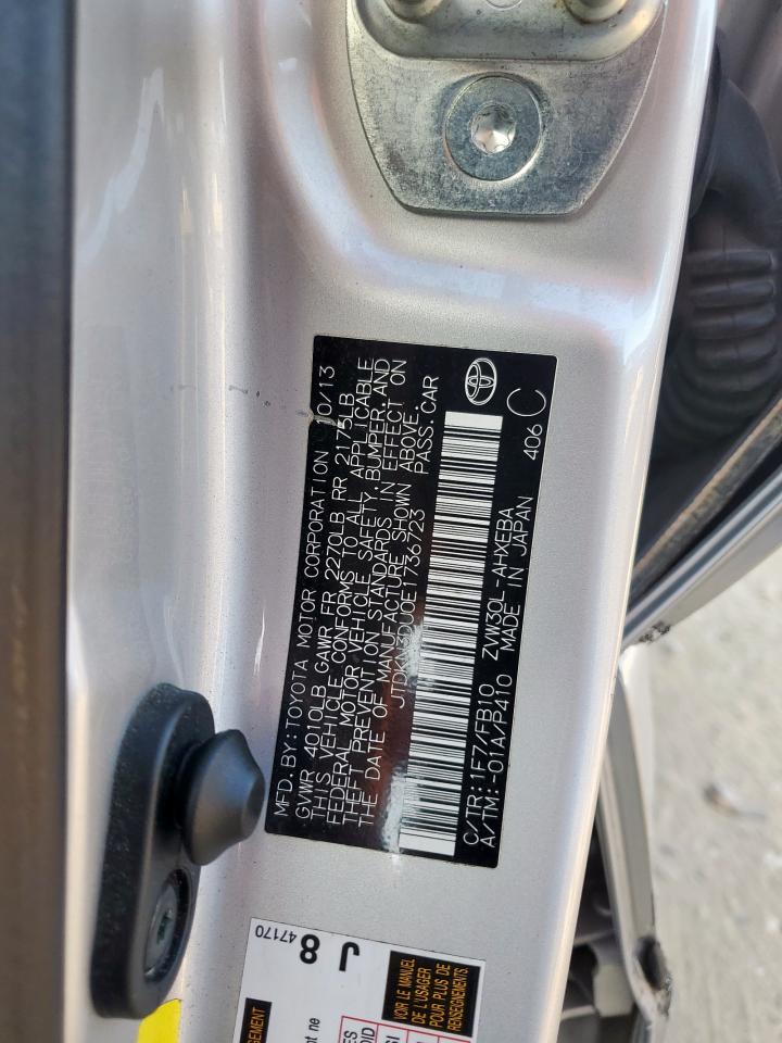 2014 Toyota Prius VIN: JTDKN3DU0E1736723 Lot: 84604085