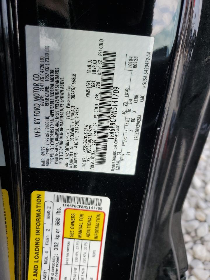 2022 Ford Mustang Gt VIN: 1FA6P8CF8N5141709 Lot: 72069085