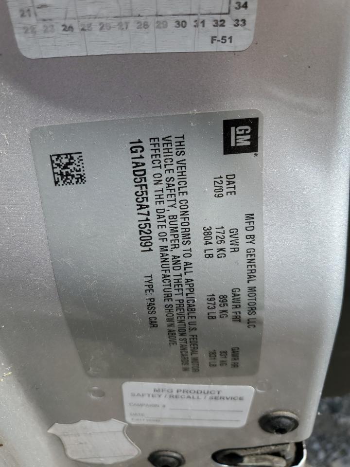 2010 Chevrolet Cobalt 1Lt VIN: 1G1AD5F55A7152091 Lot: 80145575