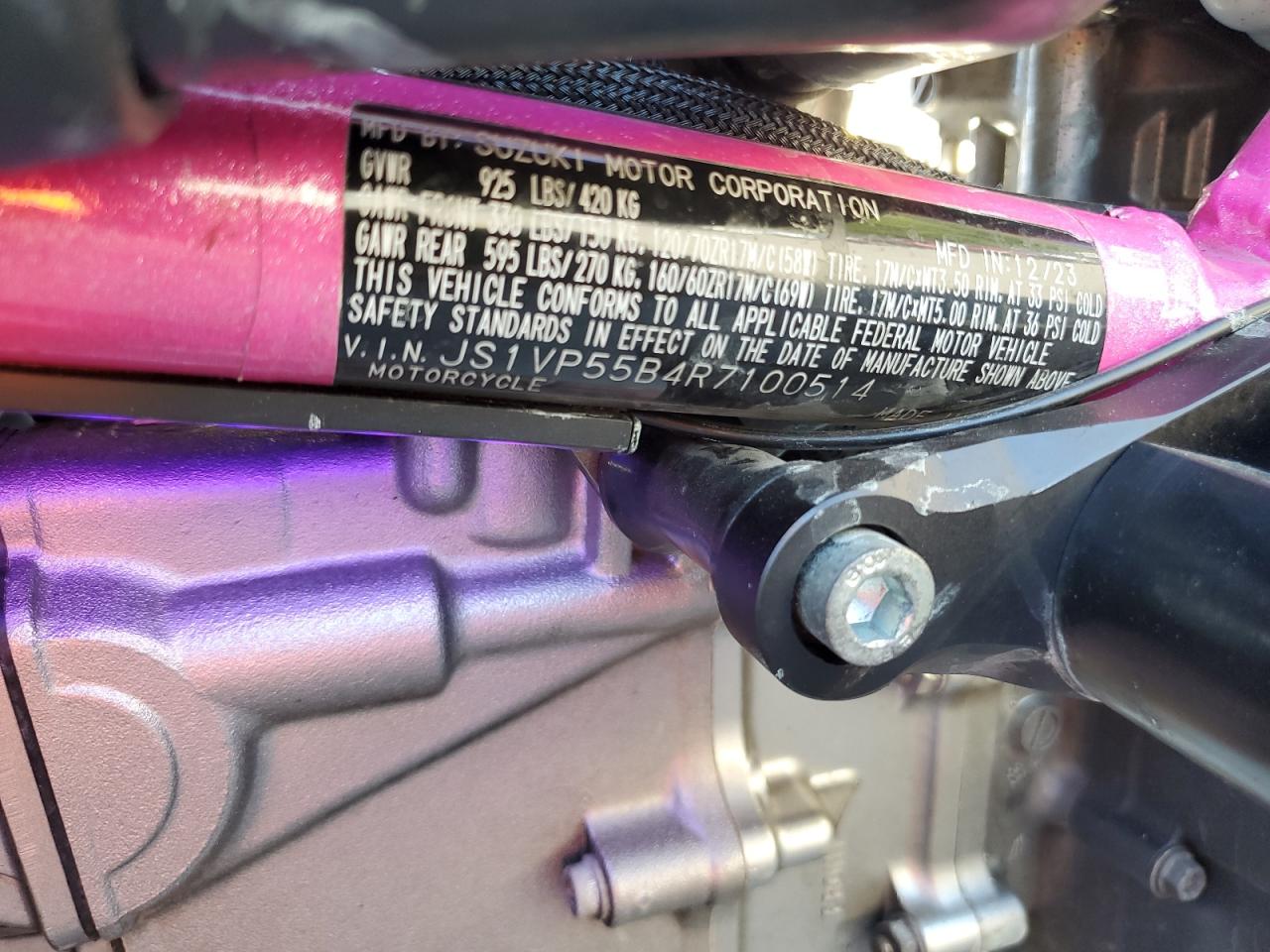 2024 Suzuki Sv650 A VIN: JS1VP55B4R7100514 Lot: 80900675