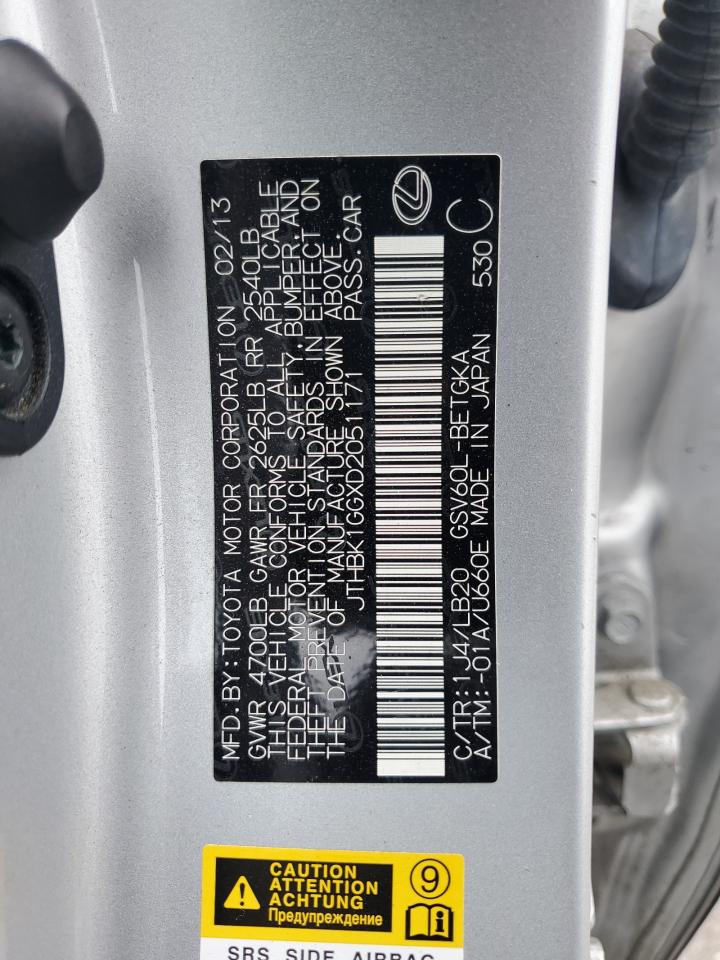 2013 Lexus Es 350 VIN: JTHBK1GGXD2051171 Lot: 80328425